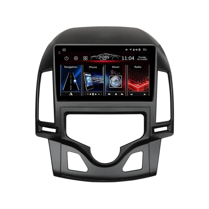 Android head unit FORS.auto FS 4 MAX Qled for Hyundai I30 (4+32Gb, 9", Auto AC) 2008-2011