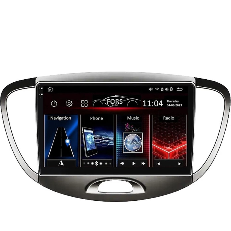 Android head unit FORS.auto FS 6 MAX for Hyundai i10 (6+128Gb, 9", Low-end) 2008-2012