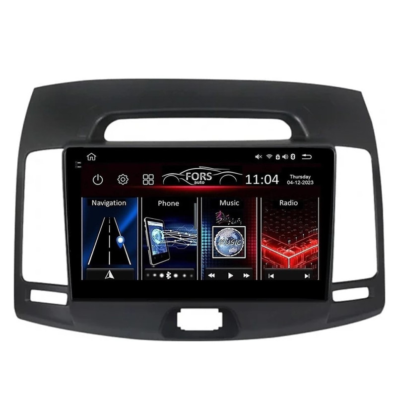 Android head unit FORS.auto FS 4 MAX Qled for Hyundai Elantra (4+32Gb, 9") 2006-2011
