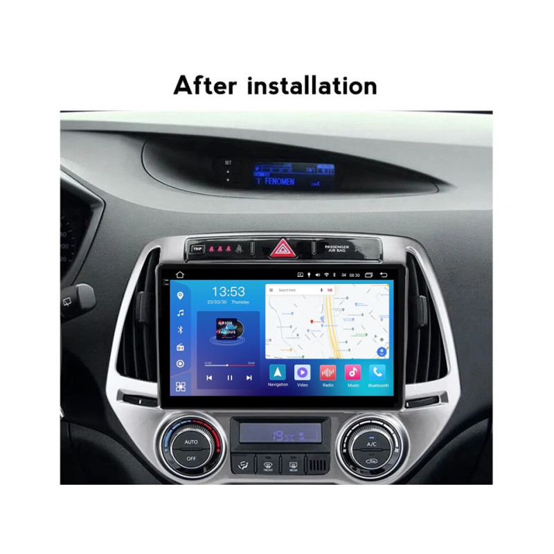 Android head unit FORS.auto FS 4 MAX Qled for Hyundai I20 (4+32Gb, 9", Auto AC) 2012-2014