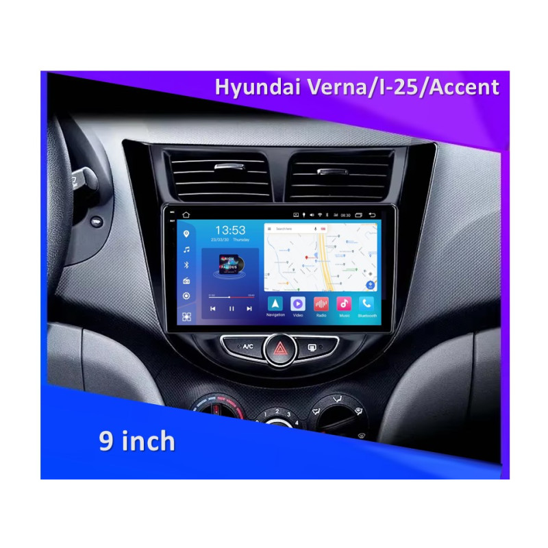 Android head unit FORS.auto FS 4 MAX for Hyundai Verna/I-25/Accent (4+32Gb, 9", black) 2010-2014