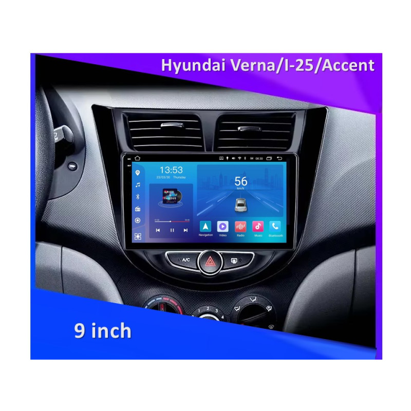 Android head unit FORS.auto FS 2 ULTRA for Hyundai Verna/I-25/Accent (2+32Gb, 9", black) 2010-2014