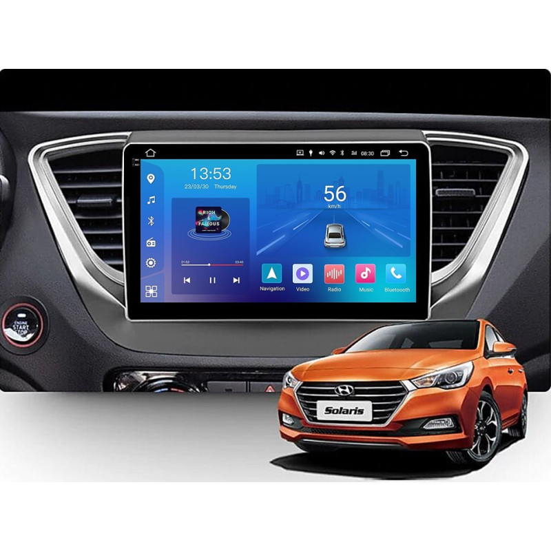 Android head unit FORS.auto FS 2 ULTRA for Hyundai Accent/Verna (2+32Gb, 9") 2017-2018