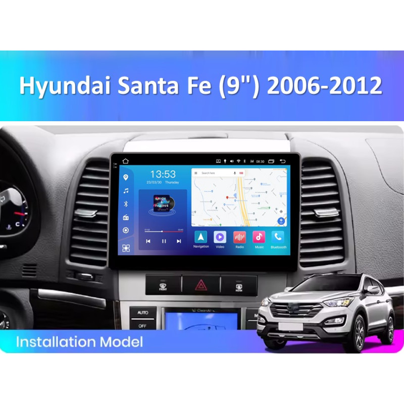 Android head unit FORS.auto FS 4 MAX Qled for Hyundai Santa Fe (4+32Gb, 9") 2006-2012
