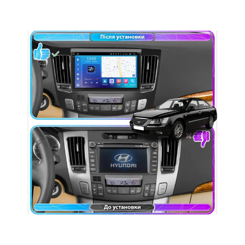 Android head unit FORS.auto FS 4 MAX for Hyundai Sonata/NF (4+32Gb, 9", Auto AC) 2008-2010