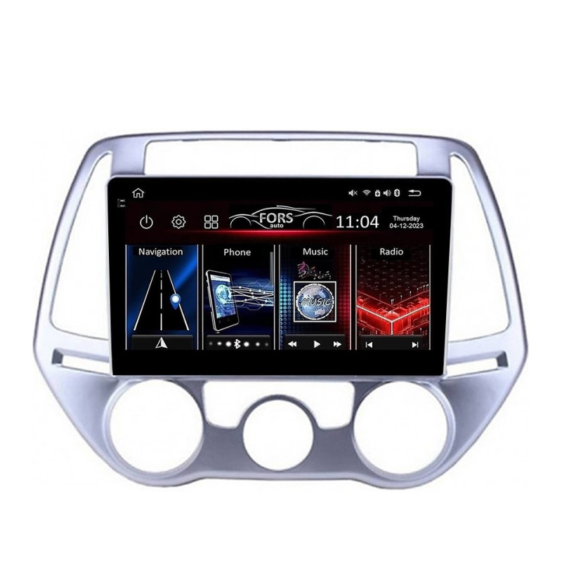 Android head unit FORS.auto FS 4 MAX for Hyundai I20 (4+32Gb, 9", Manual AC) 2012-2014