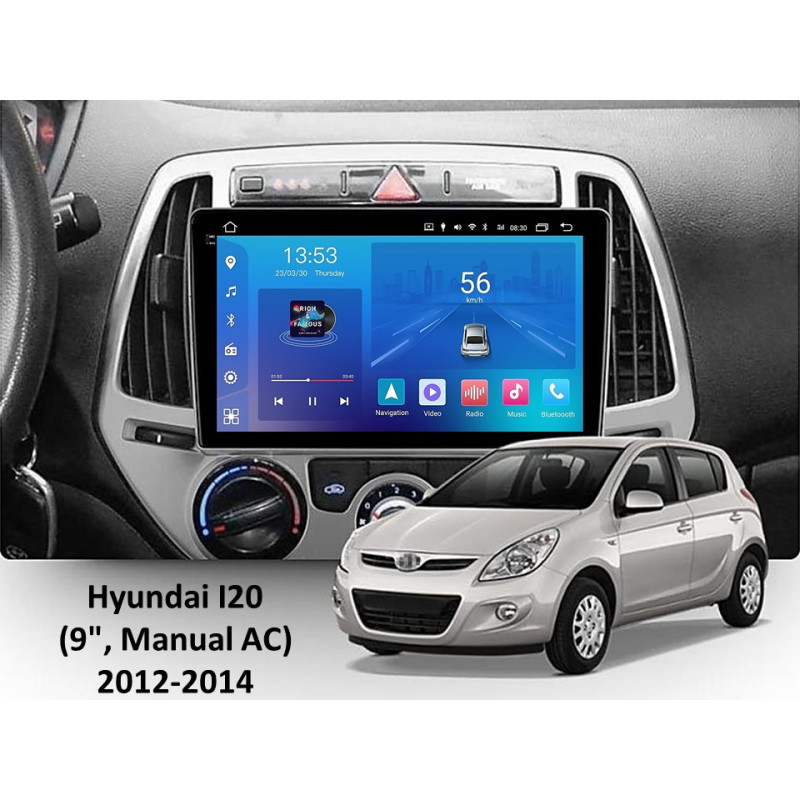 Android head unit FORS.auto FS 2 ULTRA for Hyundai i20 (2+32Gb, 9", Manual AC) 2012-2014