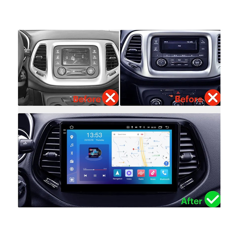 Android head unit FORS.auto FS 4 PRO for Jeep Compass (4+64Gb, 10") 2017+