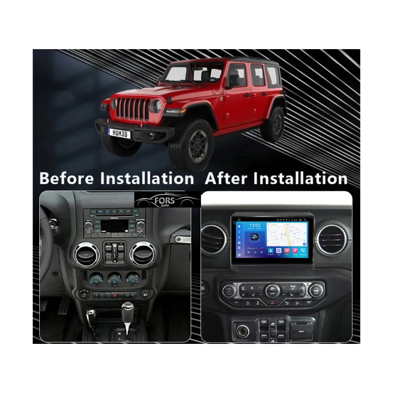 Android head unit FORS.auto FS 6 MAX for Jeep Wrangler Rubicon (6+128Gb, 9") 2018+