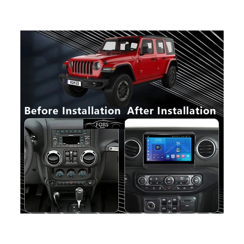 Android head unit FORS.auto FS 2 ULTRA for Jeep Wrangler Rubicon (2+32Gb, 9") 2018+
