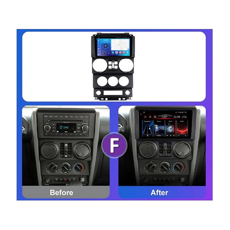 Android head unit FORS.auto FS 2 PRO for Jeep Wrangler Rubicon (2+32Gb, 9", 4 doors) 2008-2010