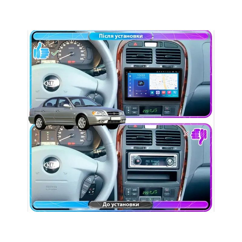 Android head unit FORS.auto FS 4 MAX for Kia Optima (4+32Gb, 9") 2002-2005