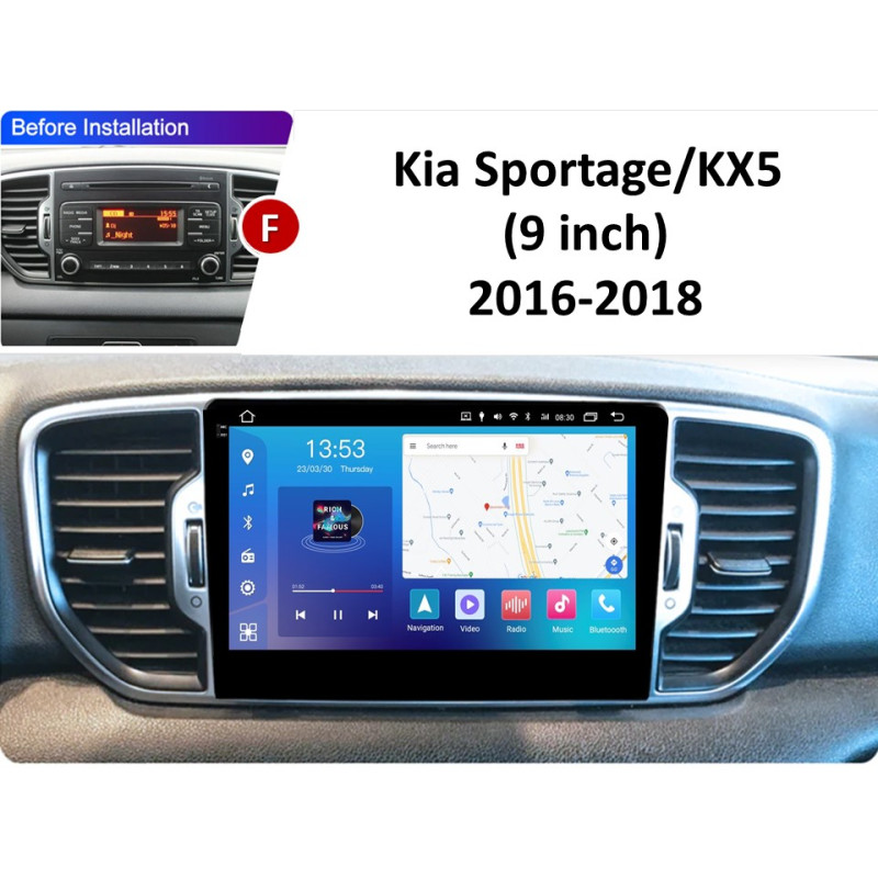 Android head unit FORS.auto FS 4 PRO for Kia Sportage/KX5 (4+64Gb, 9") 2016-2018