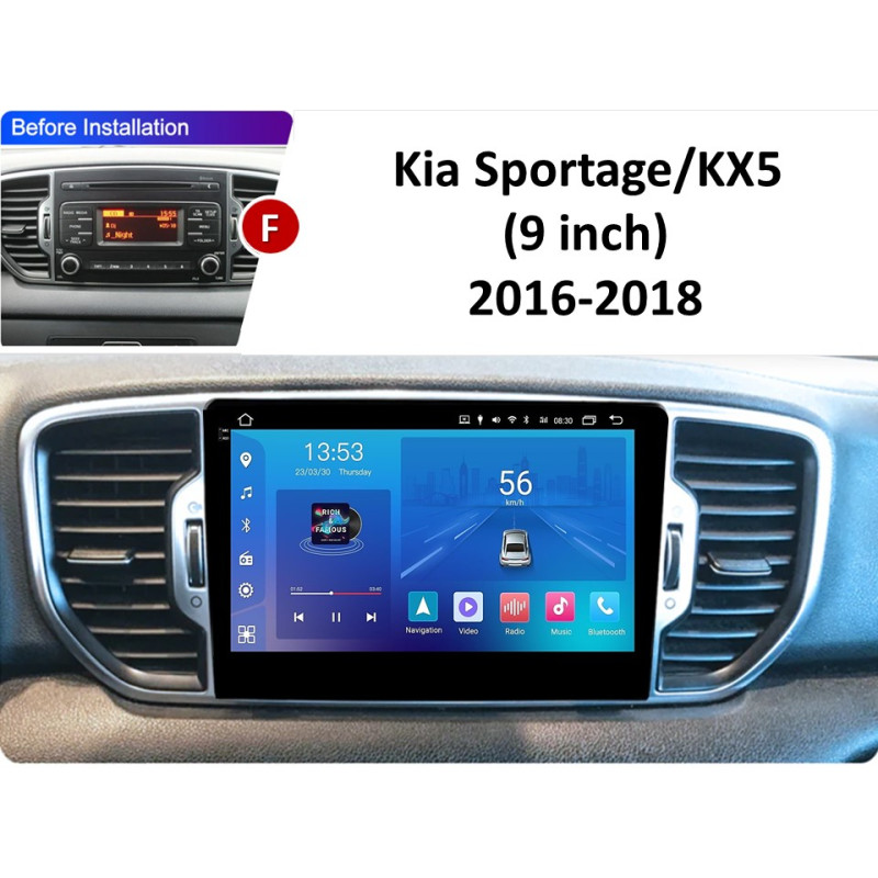 Android head unit FORS.auto FS 2 ULTRA for Kia Sportage/KX5 (2+32Gb, 9") 2016-2018
