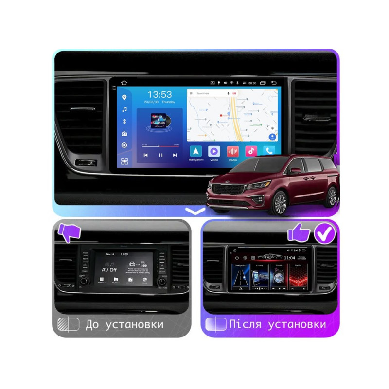 Android head unit FORS.auto FS 4 PRO for Kia Carnival/Sedona (4+64Gb, 9") 2014+