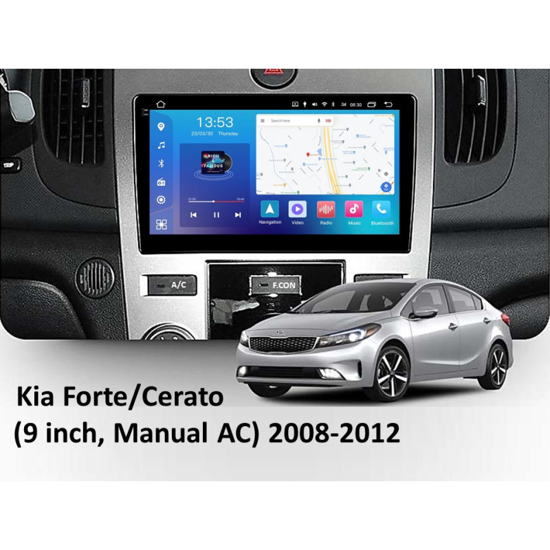 Android head unit FORS.auto FS 6 MAX for Kia Forte/Cerato (6+128Gb, 9", Auto AC) 2008-2012