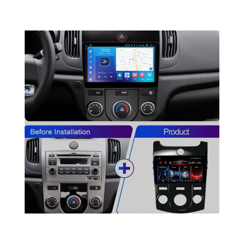 Android head unit FORS.auto FS 6 MAX for Kia Forte/Cerato (6+128Gb, 9", Manual AC) 2009-2012