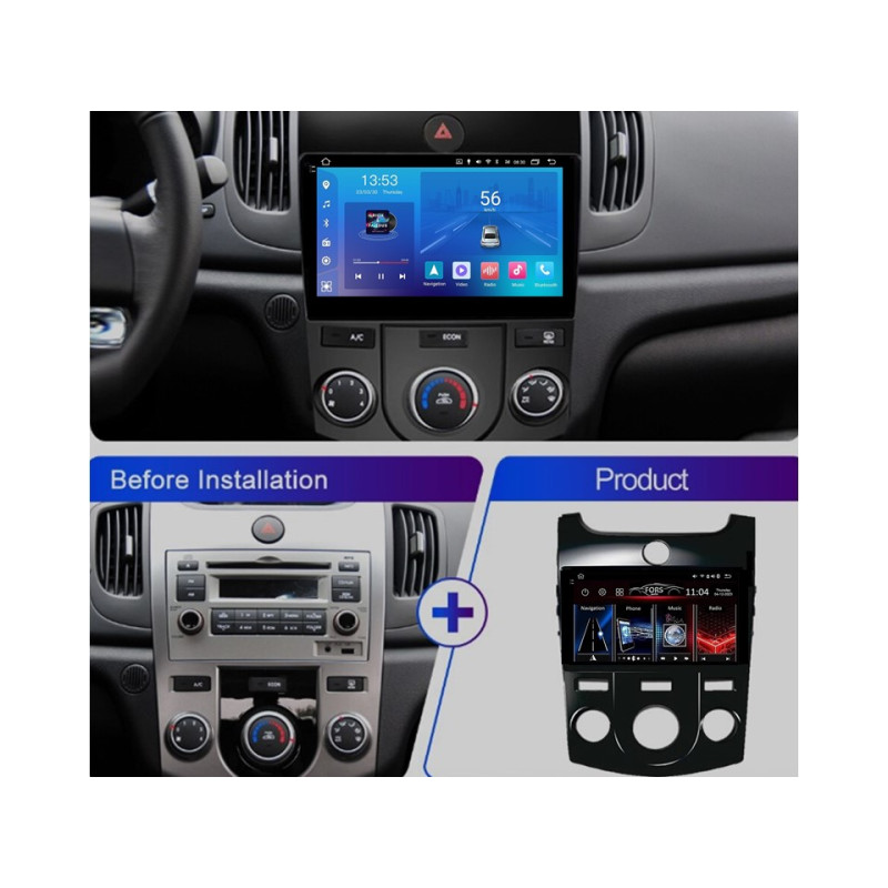 Android head unit FORS.auto FS 2 ULTRA for Kia Forte/Cerato (2+32Gb, 9", Manual AC) 2009-2012