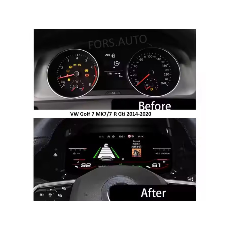 Dashboard FORS.auto for VW Golf 7 MK7/7 R Gti (12.3") 2014-2020