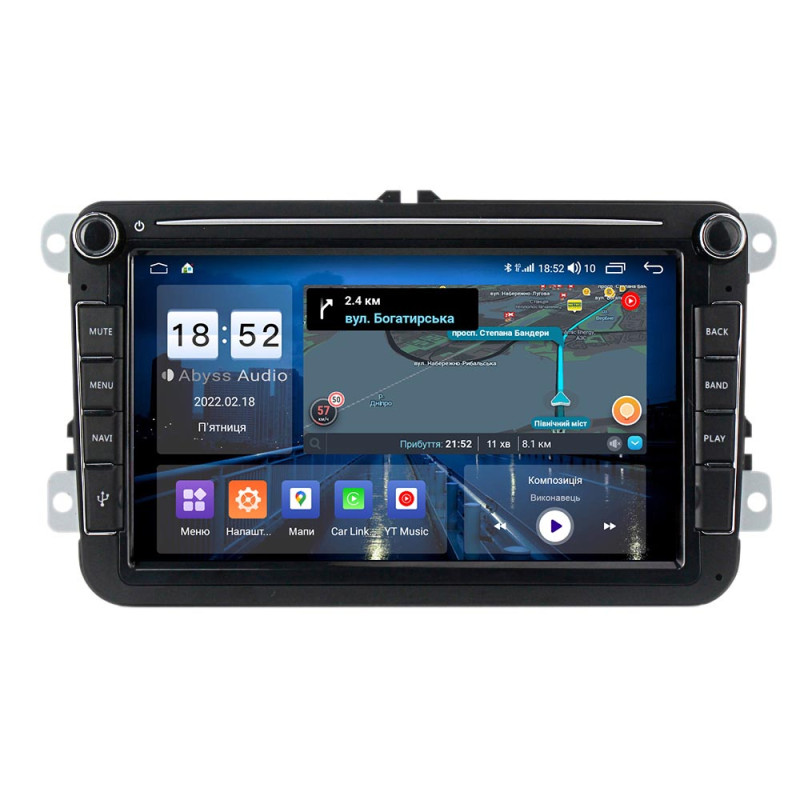 Android head unit Abyss Audio QS-8102 for Volkswagen Passat, Golf, Jetta, Tiguan, Touran, Polo, Amarok, Caddy, T5, T6, Beatle, EOS