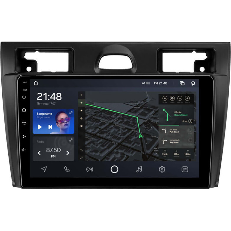 Android head unit AMS T910 6+128 Gb Ford Fiesta 5 (Mk5) 2002-2008 9″