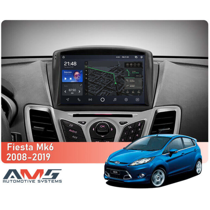 Android head unit AMS T910 6+128 Gb Ford Fiesta Mk6 2008-2019 (F2) (A) 9″