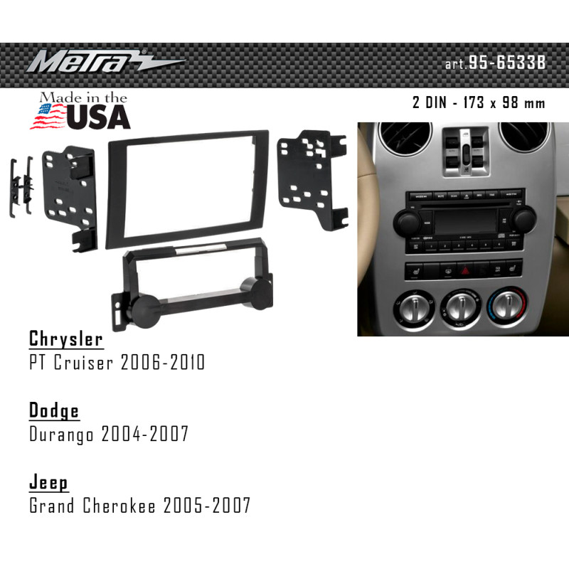 Adapter frame for Chrysler PT Cruiser, Dodge Durango, Jeep Grand Cherokee Metra 95-6533B