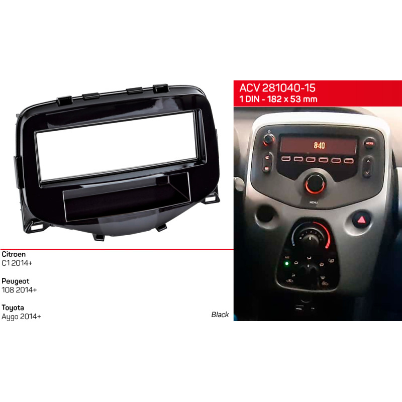 Adapter frame for Citroen C1, Peugeot 108, Toyota Aygo ACV 281040-15