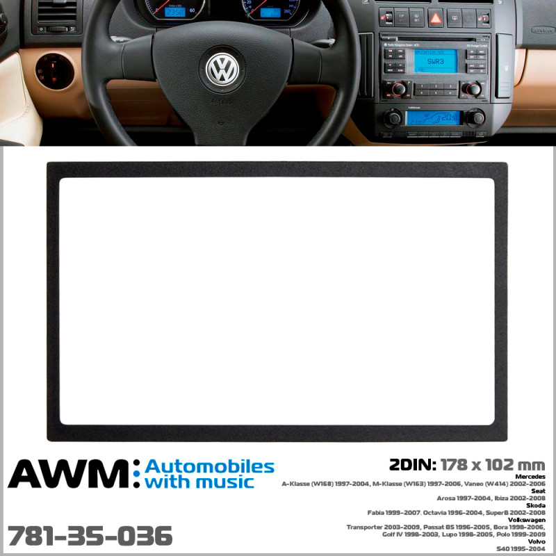 Adapter frame (for vehicles) Volkswagen, Skoda, Seat, Mercedes AWM 781-35-036