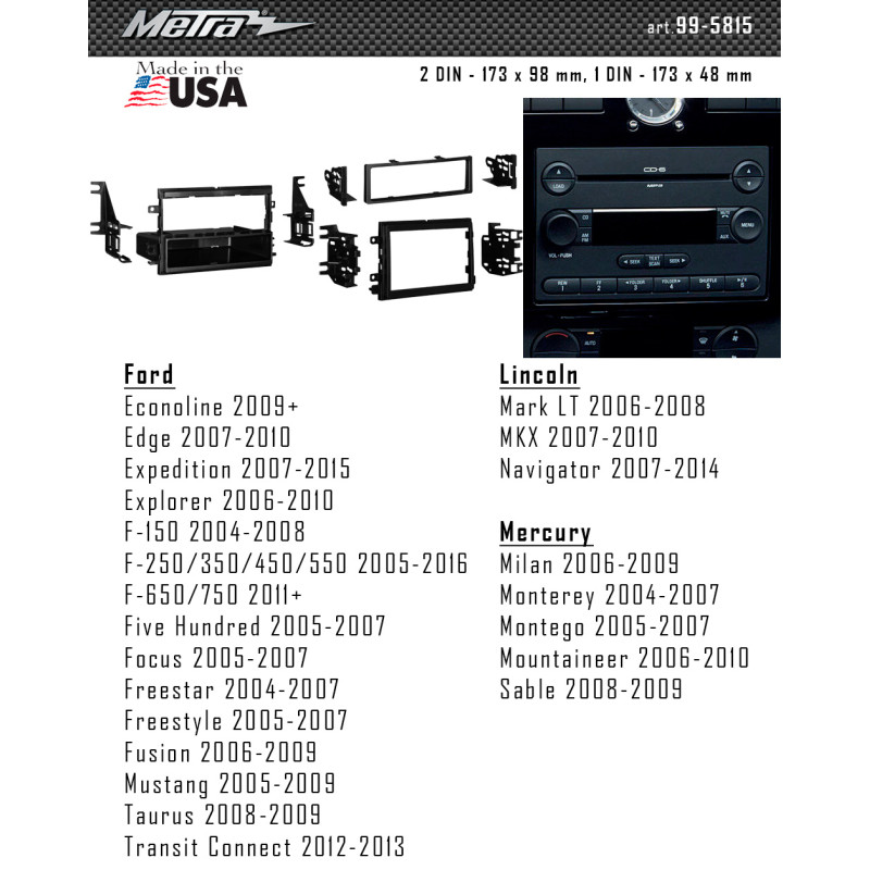 Übergangsrahmen für Ford Metra (99-5815)