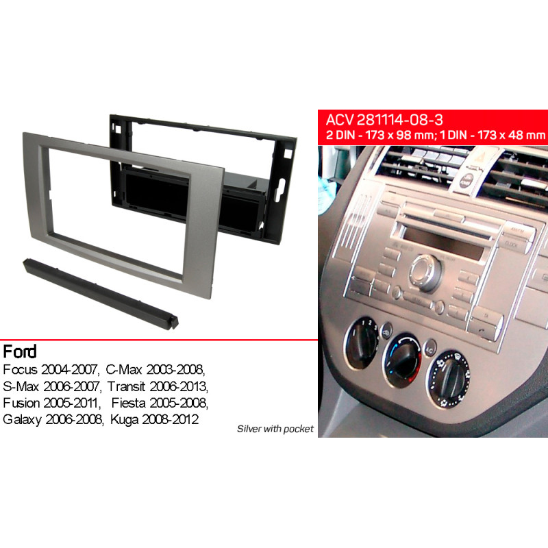 Adapter frame for Ford Transit, Focus, C-Max, S-Max, Fusion, Fiesta, Galaxy, Kuga ACV 281114-08-3