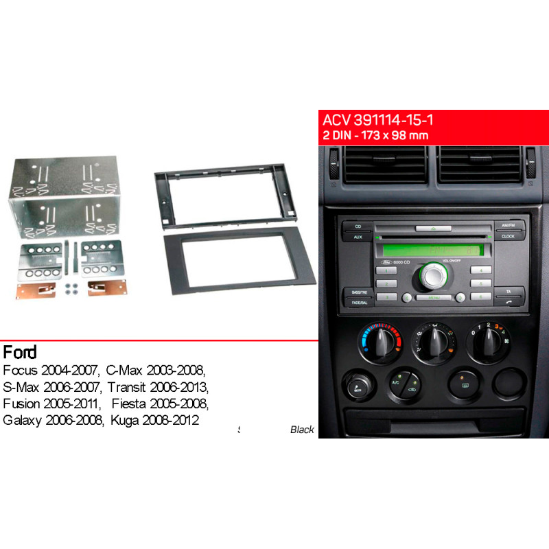 Adapter frame for Ford Transit, Focus, C-Max, S-Max, Fusion, Fiesta, Galaxy, Kuga ACV 391114-15-1
