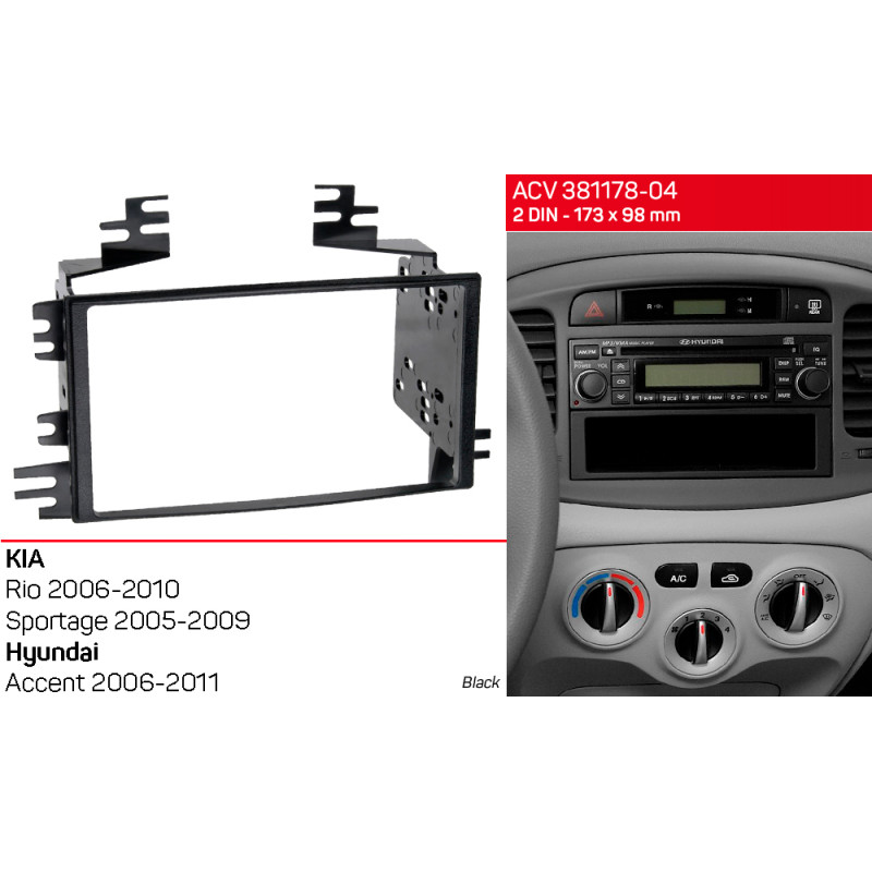 Adapter frame for KIA Rio, Sportage, Hyundai Accent ACV 381178-04