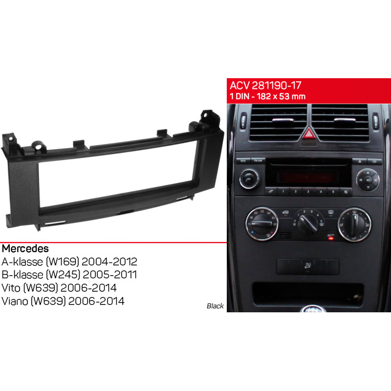 Adapter frame for Mercedes Vito, Viano, W639, W169, W245 ACV 281190-17