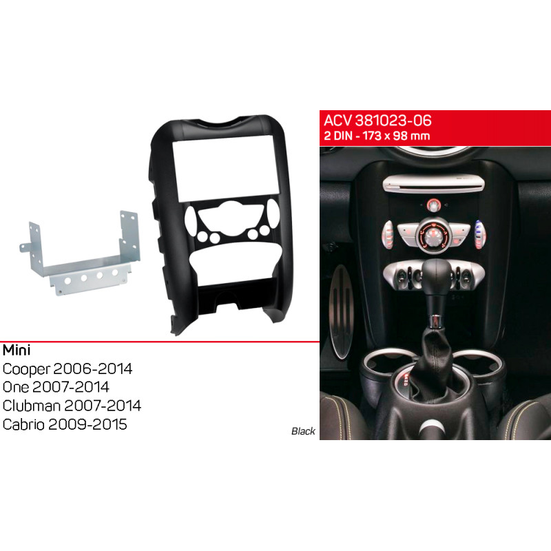Adapter frame for Mini Cooper (R56), One (R56), Clubman (R55), Cabrio (R57) ACV 381023-06