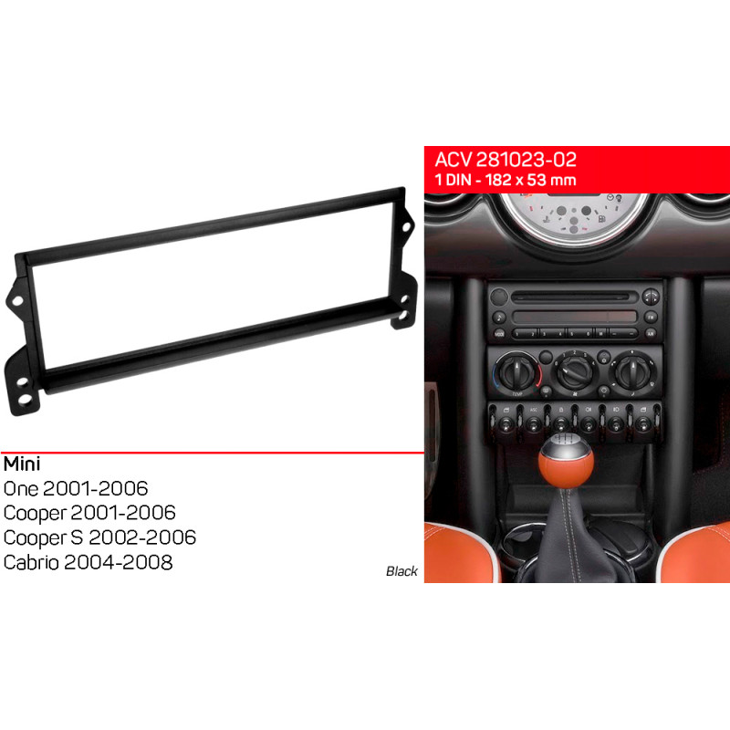 Ramka przejściowa do Mini One (R50), Cooper (R50), Cooper S (R53), Cabrio (R52) ACV 281023-02