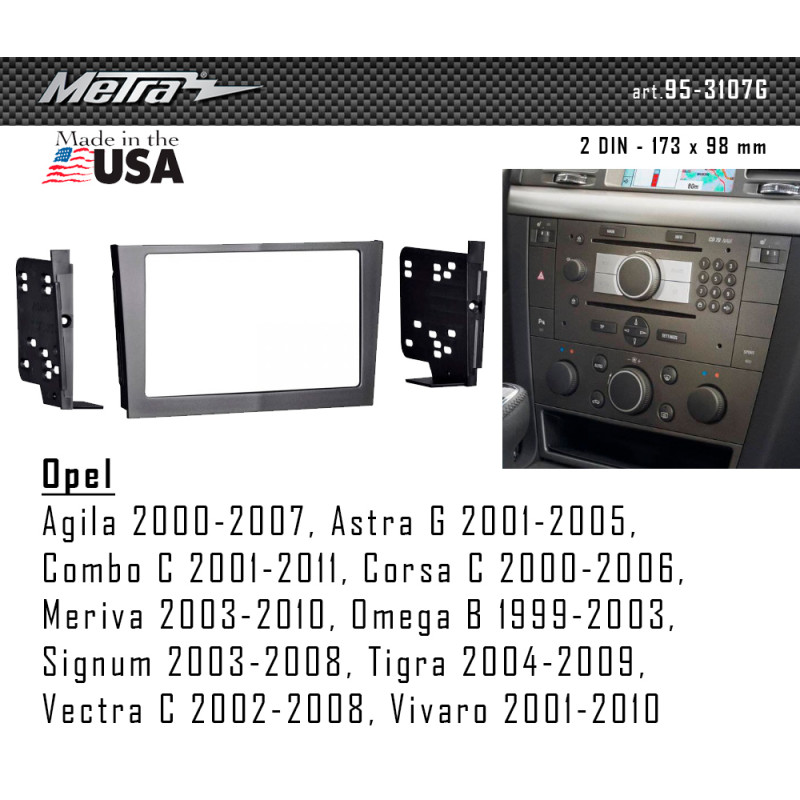 Adapter frame for Opel Combo, Corsa, Meriva, Omega B, Vectra C, Vivaro Metra 95-3107G