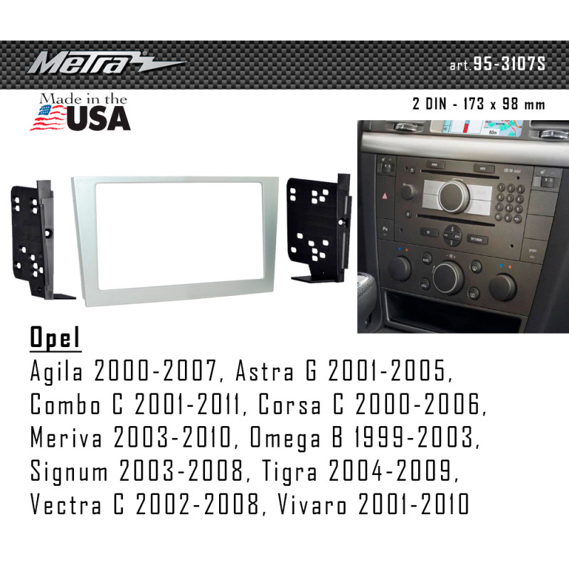 Adapter frame for Opel Combo, Corsa, Meriva, Omega B, Vectra C, Vivaro Metra 95-3107s