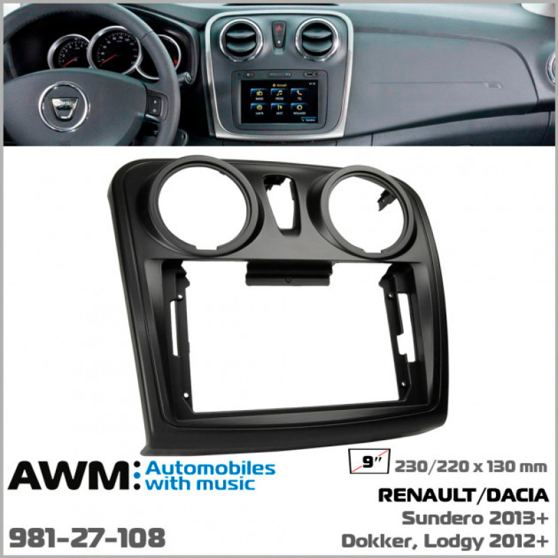 Adapter frame for Renault, Dacia Dokker, Lodgy, Sandero AWM 981-27-108
