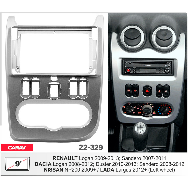Adapter frame for Renault, Dacia Duster, Sandero, Logan, Nissan NP200 Carav 22-329