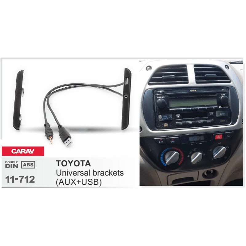 Adapter frame for Toyota with USB and AUX extender Carav 11-712